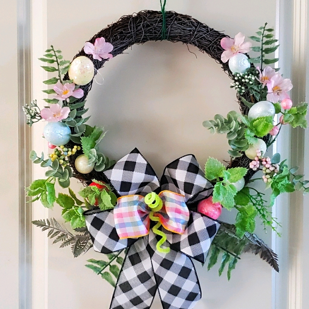 Pastel and Plaid Easter wreath